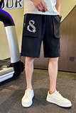 K68-P50夏季工装短裤男口袋刺绣五分裤休闲宽松大裤衩子男裤，男装休闲裤，电商A400-1（原B352）