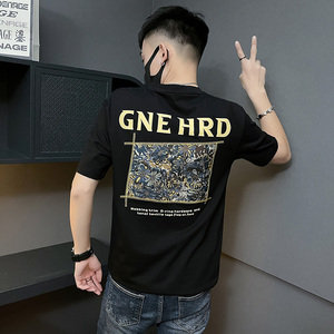 22夏季新款男社会精神小伙个性刺绣贴布短袖T恤2 T611-P48-控68图片