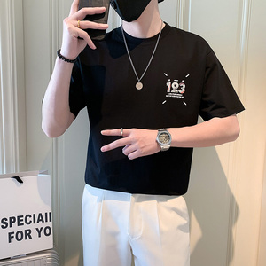 夏季店主风潮牌社会小伙刺绣印花宽松短袖T恤 T829-特P48控68图片