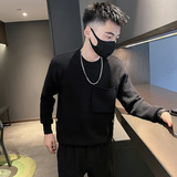 2023秋冬社会小伙痞帅个性口袋潮款针织衫毛衣男4A821-P78控108，男装针织衫/毛衣，电商A400-1（原B352）