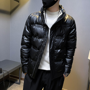 冬季社会小伙PU皮立领压花羽绒服白鸭绒男外套1 YR656-P165控225图片