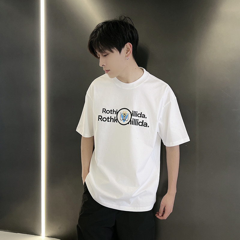 夏季潮男风社会小伙龙头刺绣印花潮牌宽松短袖T恤T801-P48控68,男装T恤,电商A400-1（原B352）