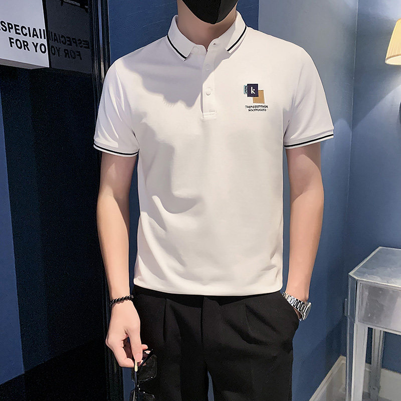 社会小伙字母刺绣polo衫男潮牌短袖抖音-6PL838-特P48控68,男装Polo衫,电商A400-1（原B352）