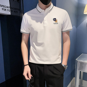 社会小伙字母刺绣polo衫男潮牌短袖抖音-6 PL838-特P48控68图片