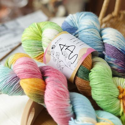 DIY手染羊毛线渐变色段染中粗手工编织diy毛衣围巾毛线团材料包