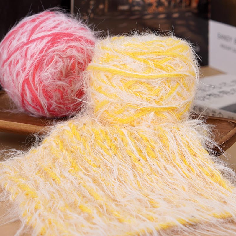 渐变灰羽毛线自制长毛手混线手工编织diy围巾围脖材料包送女男友