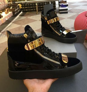 经典款金扣WR GZ男鞋黑丝绒女鞋真皮高帮加绒厚底情侣休闲潮板鞋