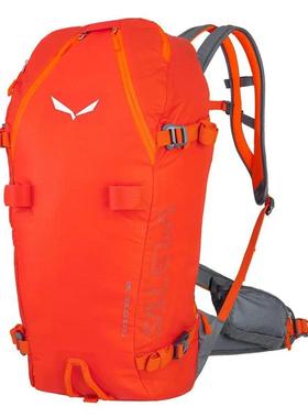 代购Salewa男女登山包防水拓展挂载32L无框架橙色徒步登山双肩包