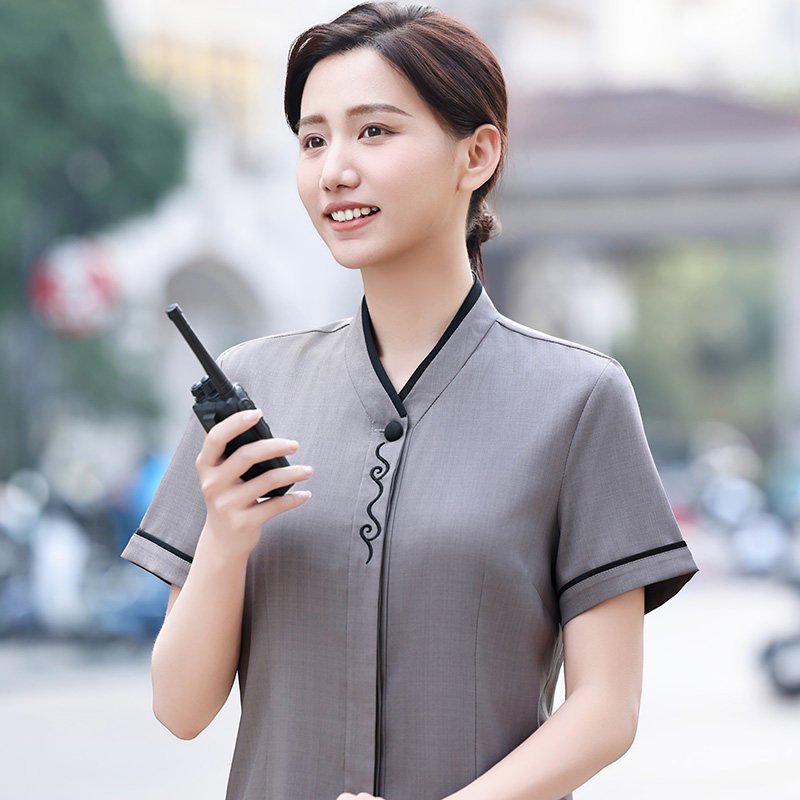 物业保洁服短袖楼层清洁上衣宾馆客房PA制服大码商场服务区夏装