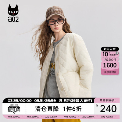 a02宽松圆领加厚保暖棉服女2025新款冬季夹棉棉衣外套氛围感穿搭