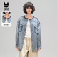 ET自然系列 牛仔外套女2025秋新款 圆领长袖 a02 复古工装 女士上衣