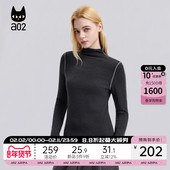 T恤女2025新款 冬季 打底衫 a02半高领磨毛宽松加厚长袖 上衣修身 保暖