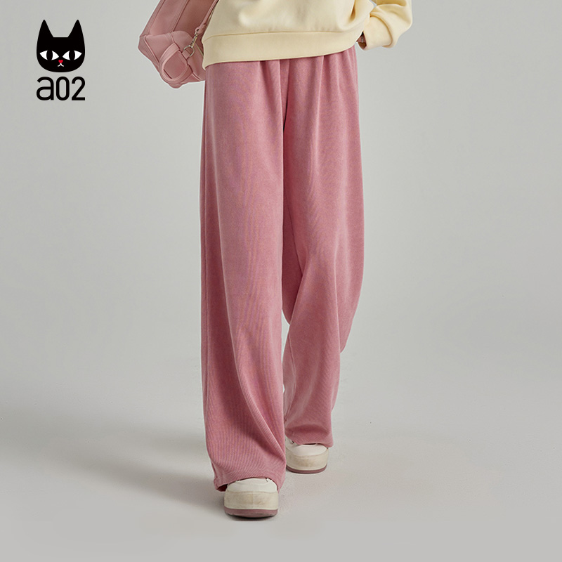 a02宽松欧棉绒山本裤休闲裤子女2025新款秋季阔腿长裤通勤卫裤