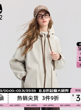 a02宽松山系连帽冲锋衣外套女2026新款春秋休闲防风户外秋装上衣