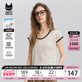 夏季 a02波点田园风短袖 T恤女2025新款 圆领轻薄透气设计感上衣