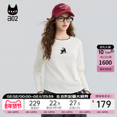 春秋慵懒松弛感圆领打底衫 a02黑猫系列宽松长袖 T恤女2025新款 上衣