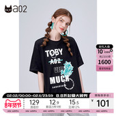 新品 a02国潮复古街头猫咪纯棉短袖 T恤夏季 小众设计显瘦上衣女