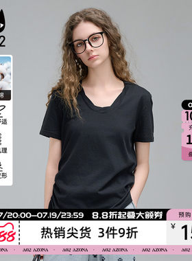 a02亚麻宽松显瘦短袖T恤女2026新款初夏穿搭莱赛尔半袖设计感上衣