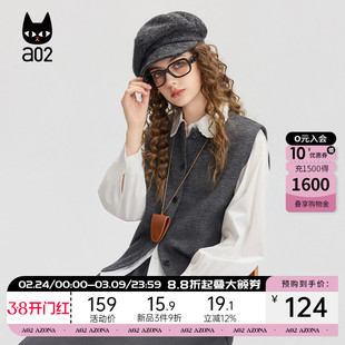 a02宽松毛衣女2025新款春秋圆领针织衫无袖背心马甲外套通勤穿搭