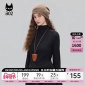 T恤女2025新款 冬季 加厚保暖磨毛打底衫 a02宽松半高领长袖 上衣冬装