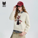 a02学院风宽松复古假两件卫衣女2026新款 春季 绣花毛圈面料上衣
