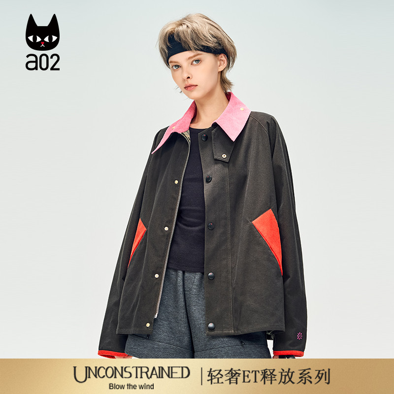 a02【ET释放系列】宽松翻领外套女2025新款秋季设计感秋装上衣