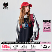 T恤女2025早秋新款 a02插肩袖 设计感宽松长袖 打底圆领拼接内搭上衣