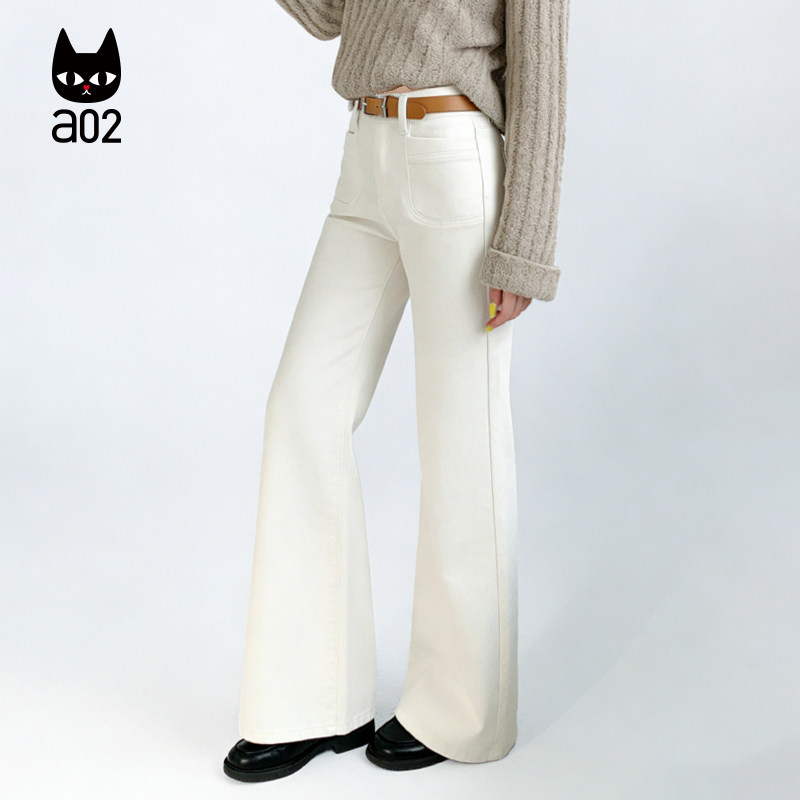 a02宽松白色直筒牛仔裤女2026新款春季阔腿裤子微喇休闲长裤,女装/女士精品,牛仔裤,淘宝优惠券,粉丝福利购,淘宝优惠卷