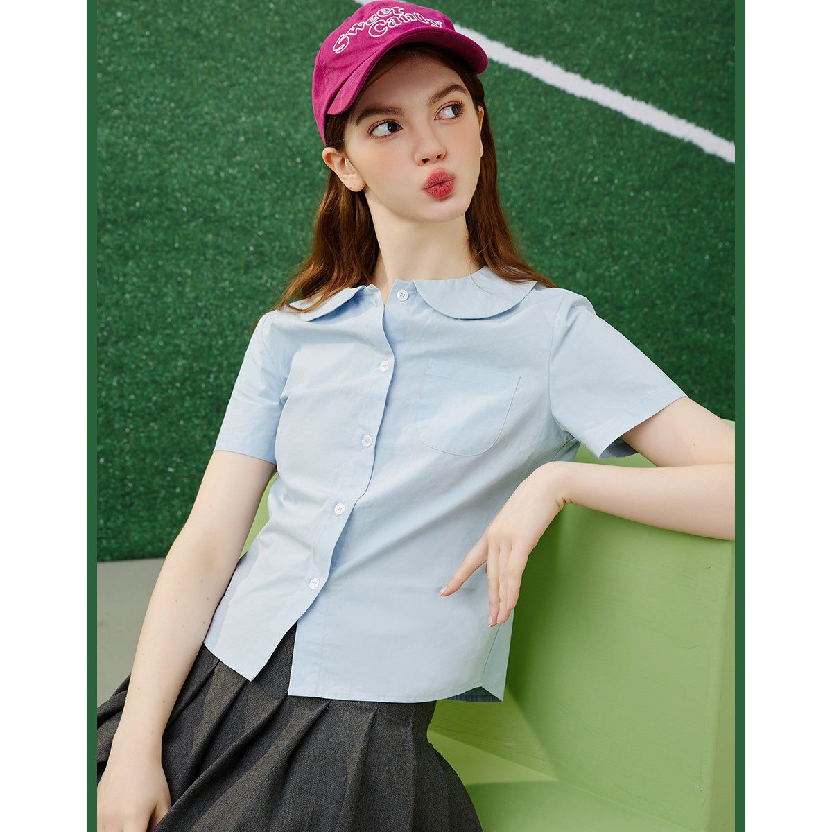 a02【纯棉】复古多巴胺娃娃领小个子女式衬衫夏季千禧风,女装/女士精品,衬衫,淘宝优惠券,粉丝福利购,淘宝优惠卷