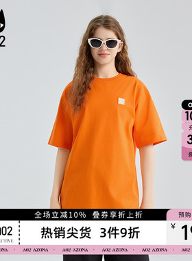 a02黑猫系列橙色宽松圆领短袖T恤女2026新款春秋设计感秋装上衣