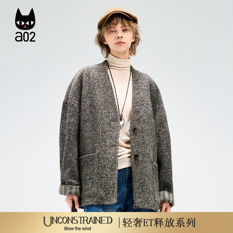 a02【ET释放系列】绵羊毛宽松棉服女2025新款冬季毛呢棉衣外套