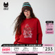 a02宽松圆领加绒加厚红色卫衣女2025新款 冬季 圣诞叠穿百搭上衣