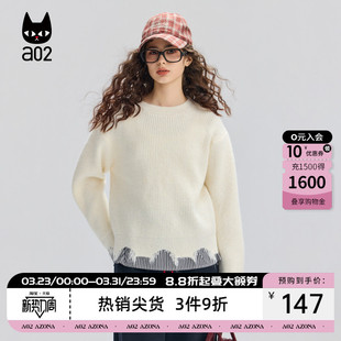 冬装 加厚保暖套头针织衫 上衣 冬季 a02宽松假两件毛衣女2025新款