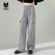 宽松卫裤 灰色裤 子女2025新款 a02大口袋工装 春秋休闲长裤 通勤穿搭