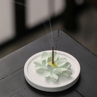 入梦寻香梦归处莲花香插浮雕花线香插香盘香座家居桌面香薰工艺品