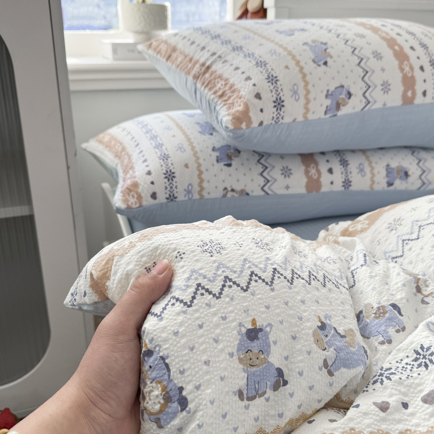 新款双层纱四件套柔软透气亲肤床上用品加厚床单简约被套四季可用,床上用品,床品套件/四件套/多件套,淘宝优惠券,粉丝福利购,淘宝优惠卷