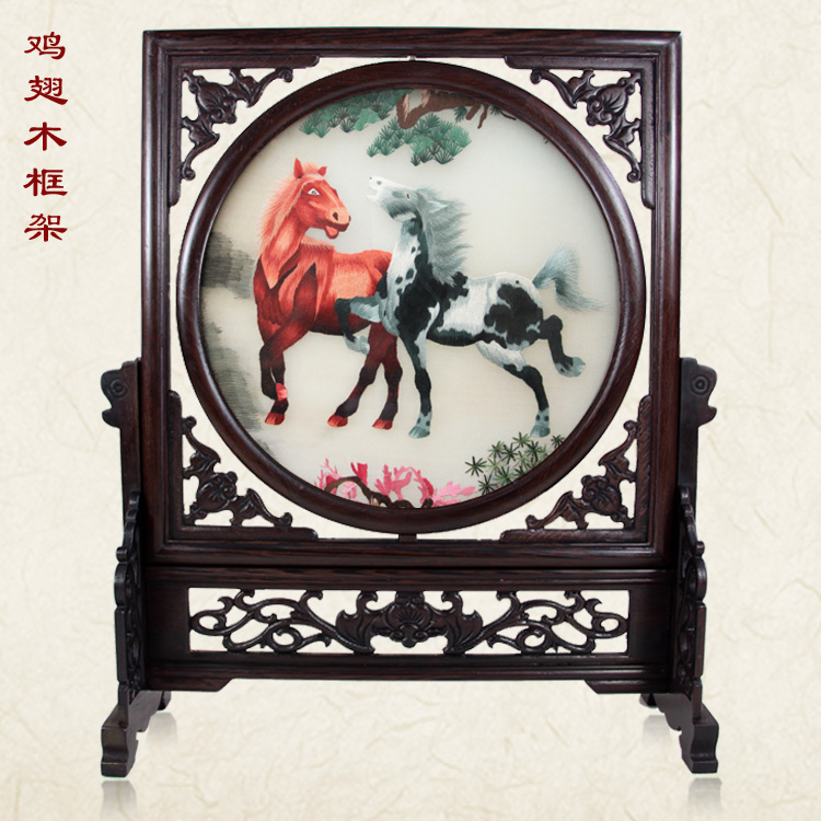 湘绣精品马到成功骏马双面绣装饰画纯手工刺绣开业乔迁特色小礼品