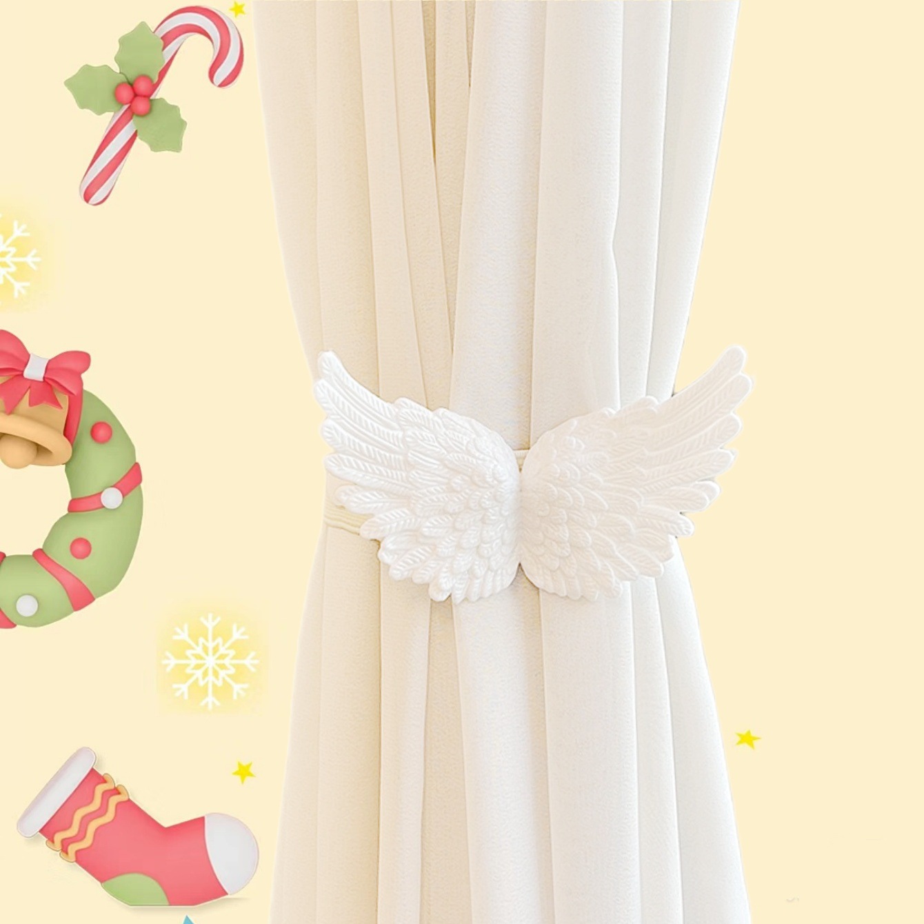天使翅膀窗帘绑带窗帘装饰儿童房窗帘装饰派对装饰绑绳圣诞节装饰