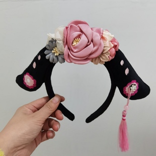 女童格格帽旗头发箍儿童中国风宫女头饰头花汉服旗袍配饰发卡发饰