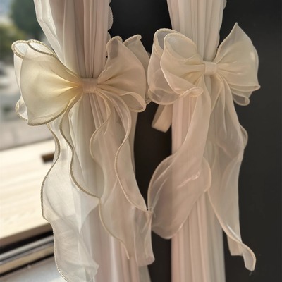 法式人鱼姬珠光蝴蝶结绑带窗帘纱帘装饰配件小饰品北欧扎绳绑绳