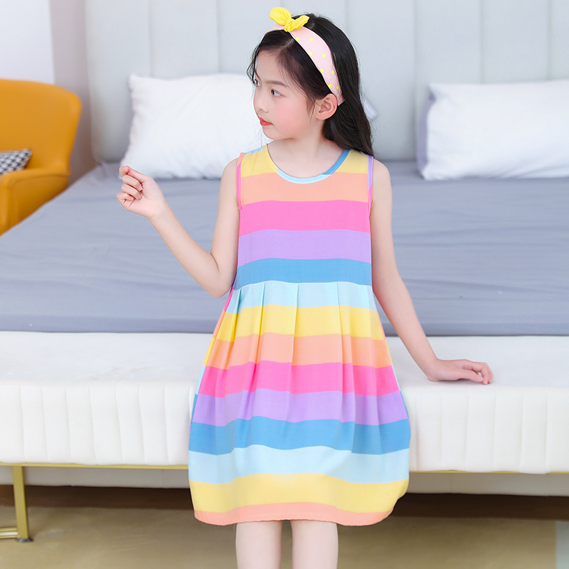 女童睡裙夏季棉绸薄款