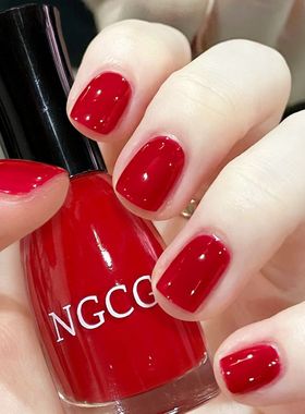 梦露精品大红色指甲油免烤快干持久防水爆款显白油性微胶美甲套装