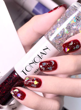 排排猪精品指甲油双头两色组合新款网红美甲油免烤持久快干不可剥