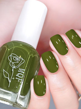 排排猪绿色指甲油免烤快干持久无味微胶高档流行色显白美甲油套装