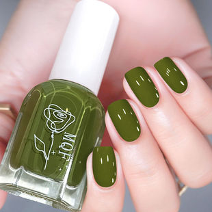 排排猪绿色指甲油免烤快干持久无味微胶高档流行色显白美甲油套装