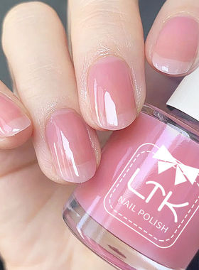 指甲油免烤快干持久不可剥防水不掉色显白少女蜜桃粉美甲2025新款