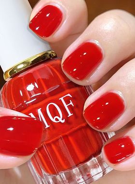 排排猪红色指甲油免烤快干持久无味水性不可剥显白流行美甲套装