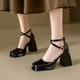 包头粗跟单鞋 女 百搭舞台走秀跳舞凉鞋 女扣带玛丽珍鞋 防水台高跟鞋