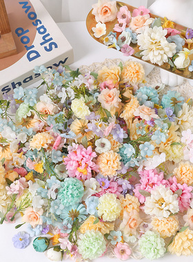 仿真小花朵材料包 假花绢花DIY手工环创花环材料簪花学士帽装饰花