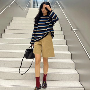 高腰百搭休闲直筒阔腿短裤 女夏季 NICE口袋字母刺绣牛仔五分裤 DPH